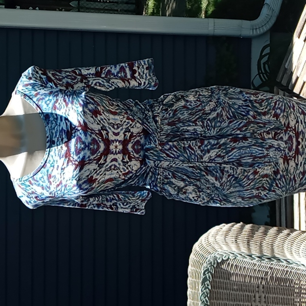 KAREN KANE Abstract Dress with Wrap Tie Front